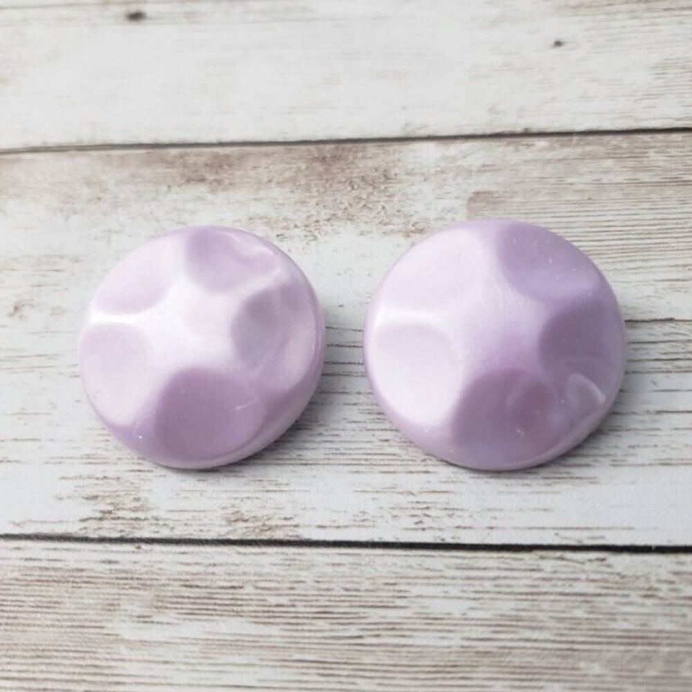 Vintage Clip On Earrings Lilac Circular with Pushed In Design